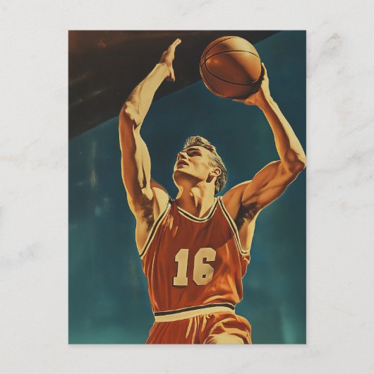 basketbal actie schot briefkaart (Voorkant)