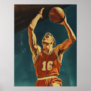 basketbal actie schot poster