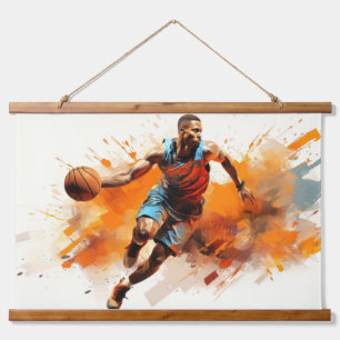 Basketbal Actie Sport Schilderen Abstract Art Deco Hangend Wandkleed