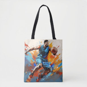 Basketbal Actie Sport Schilderen Abstract Art Deco Tote Bag