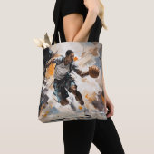 Basketbal Actie Sport Schilderen Abstract Art Deco Tote Bag (Dichtbij)