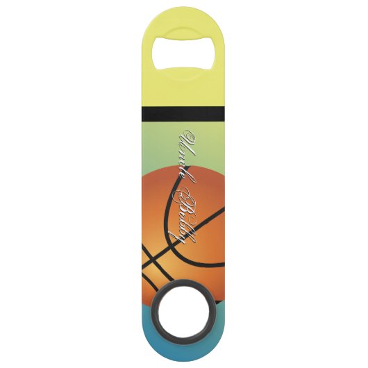 Basketbal Afbeelding 🏀 Monogram Budget Speciaal Speed Flessenopener (Voorkant)