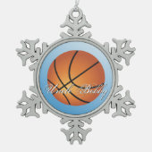Basketbal Afbeelding 🏀 Monogram Budget Speciaal Tin Sneeuwvlok Ornament (Voorkant)