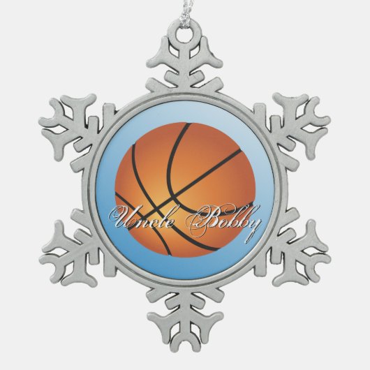 Basketbal Afbeelding 🏀 Monogram Budget Speciaal Tin Sneeuwvlok Ornament (Voorkant)