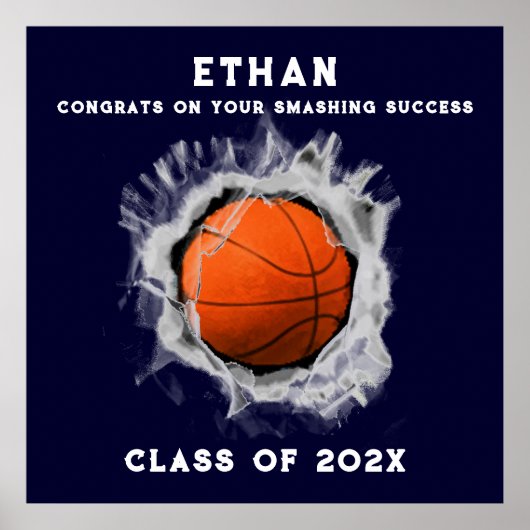 Basketbal Afstudeercongratulatieposter Poster (Voorkant)