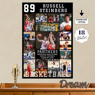 Basketbal Afstudeerfoto Collage 18 Foto's Poster