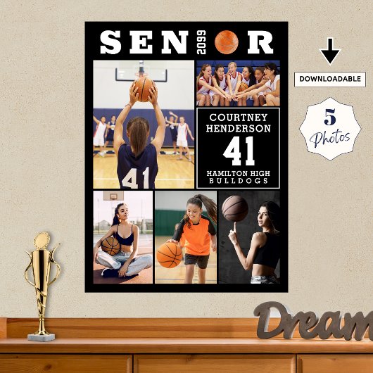 Basketbal Afstudeerfoto Collage 5 Poster