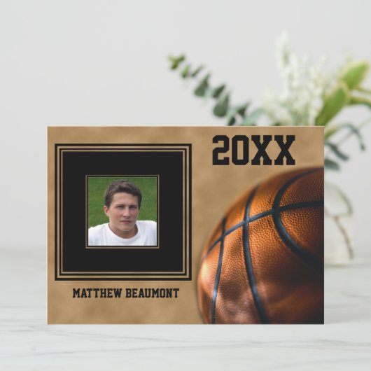 Basketbal Afstuderen aankondiging (Staand voorkant)