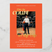 Basketbal Afstuderen Court naar het Pet Folie Uitnodiging (Voorkant)