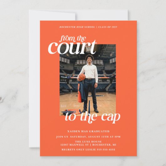 Basketbal Afstuderen Court naar het Pet Kaart (Voorkant)