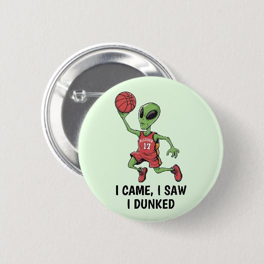 Basketbal Alien Ronde Button 5,7 Cm (Voorkant /achterkant)