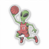 Basketbal Alien Sticker (Voorkant)