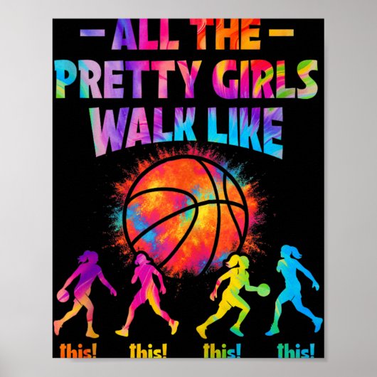 Basketbal Alle  meisjes lopen zo voor WOM Poster (Voorkant)