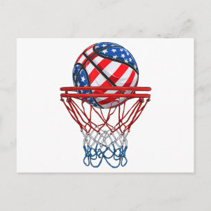 Basketbal Amerikaans Patriottisch 4 juli Amerikaan Briefkaart
