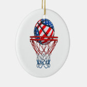 Basketbal Amerikaans Patriottisch 4 juli Amerikaan Keramisch Ornament (Rechts)