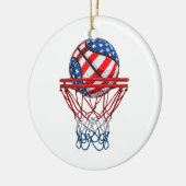 Basketbal Amerikaans Patriottisch 4 juli Amerikaan Keramisch Ornament (Links)