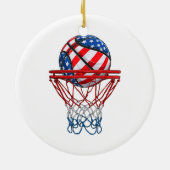 Basketbal Amerikaans Patriottisch 4 juli Amerikaan Keramisch Ornament (Achterkant)