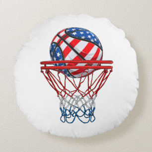 Basketbal Amerikaans Patriottisch 4 juli Amerikaan Rond Kussen