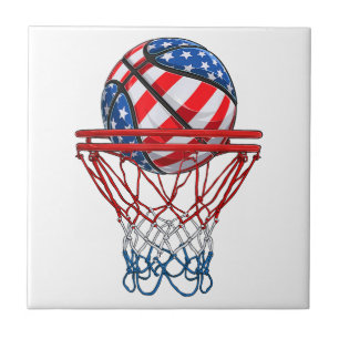 Basketbal Amerikaans Patriottisch 4 juli Amerikaan Tegeltje