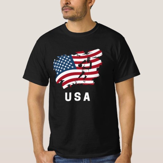 Basketbal Amerikaanse vlag 2021 T-shirt (Voorkant)