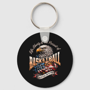 Basketbal Amerikaanse Vlag Basketbal Patriottisch Sleutelhanger