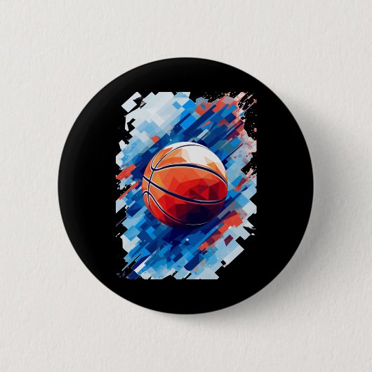 Basketbal Art Poster Graphic 1 Ronde Button 5,7 Cm (Voorkant)