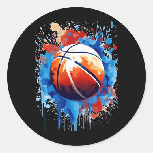 Basketbal Art Poster Graphic Ronde Sticker (Voorkant)