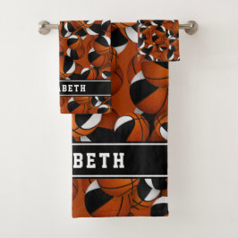 Basketbal Atleet Naam Sportteam Kleuren Zwart Bad Handdoek