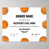 Basketbal award certificaat, mvp award poster (Voorkant)