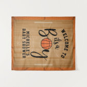 Basketbal Baby Shower Achtergrond Wandkleed (Voorkant (horizontaal))