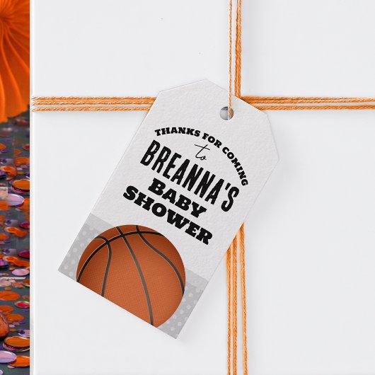 Basketbal Baby shower Dank je wel Cadeaulabel