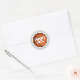 Basketbal baby shower favor- of envelopstickers ronde sticker