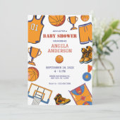 Basketbal baby shower kaart (Staand voorkant)