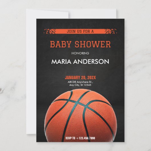 Basketbal Baby shower Kaart (Voorkant)