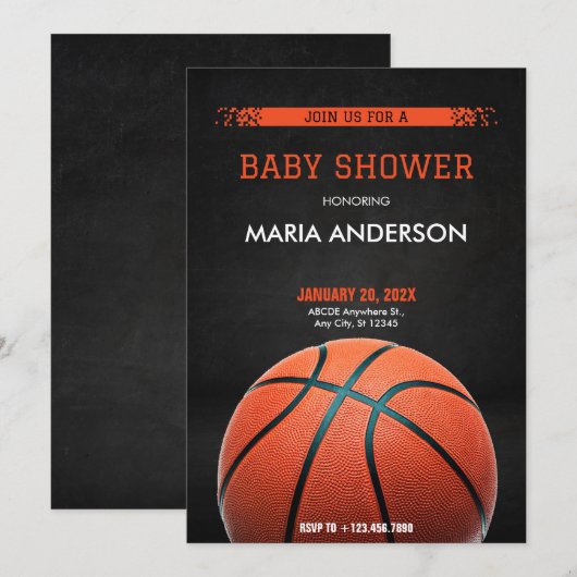 Basketbal Baby shower Kaart (Voorkant / Achterkant)