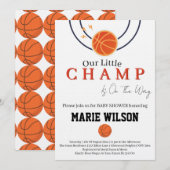 Basketbal Baby Shower Kaart (Voorkant / Achterkant)