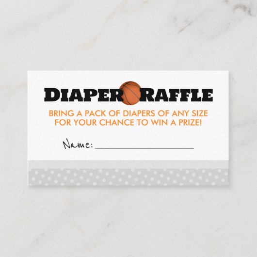 Basketbal Baby shower Luier Raffle Insert Kaarten (Voorkant)