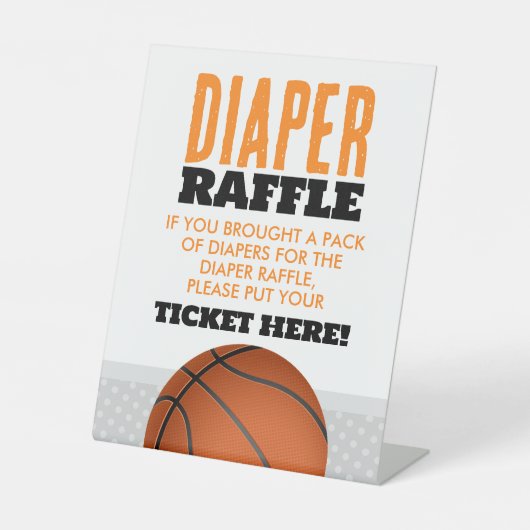 Basketbal Baby shower Luier Raffle Pedestal Sign Reclamebord Met Voetstuk (Voorkant)