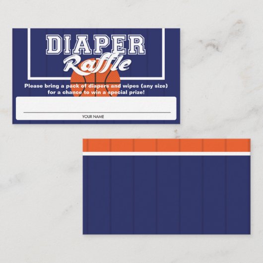 Basketbal Baby shower Luier Raffle Tickets Informatiekaartje (Voorkant / Achterkant)