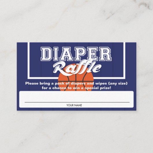 Basketbal Baby shower Luier Raffle Tickets Informatiekaartje (Voorkant)