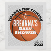 Basketbal Baby shower Party Wijn Etiket (Enkel label)