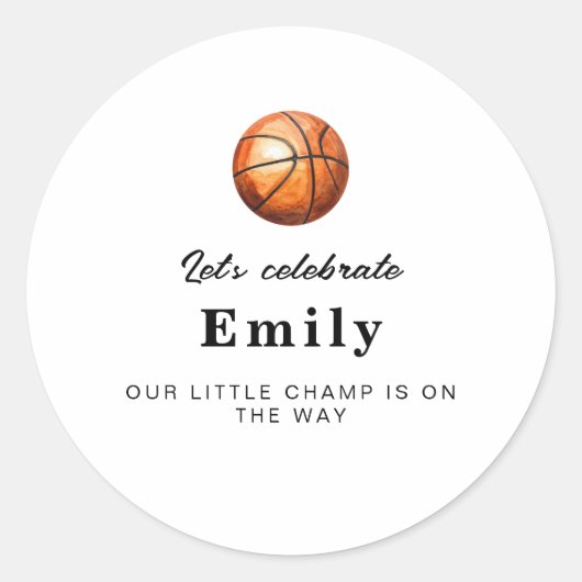 Basketbal Baby Shower Stickers (Voorkant)