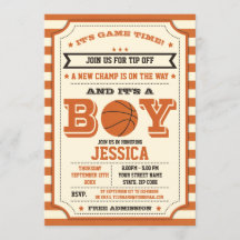 Basketbal Baby Shower Ticket Uitnodiging