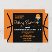 Basketbal BABY SHOWER Typografie Party Invitation Kaart (Voorkant / Achterkant)
