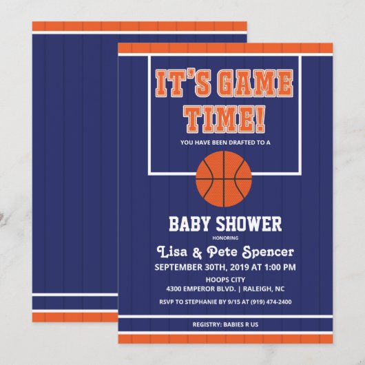 Basketbal baby shower uitnodiging (Voorkant / Achterkant)