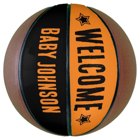 Basketbal Baby shower welkom handtekening Keepsake (Verticaal)