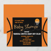 BASKETBAL BABYSHOWER Typografie Feest Uitnodiging (Voorkant / Achterkant)