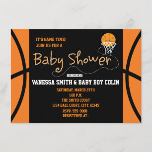 BASKETBAL BABYSHOWER Typografie Feest Uitnodiging