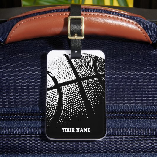 Basketbal bagage label met naam of monogram (Voorkant Insitu 2)