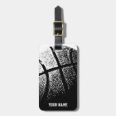 Basketbal bagage label met naam of monogram (Voorkant verticaal)